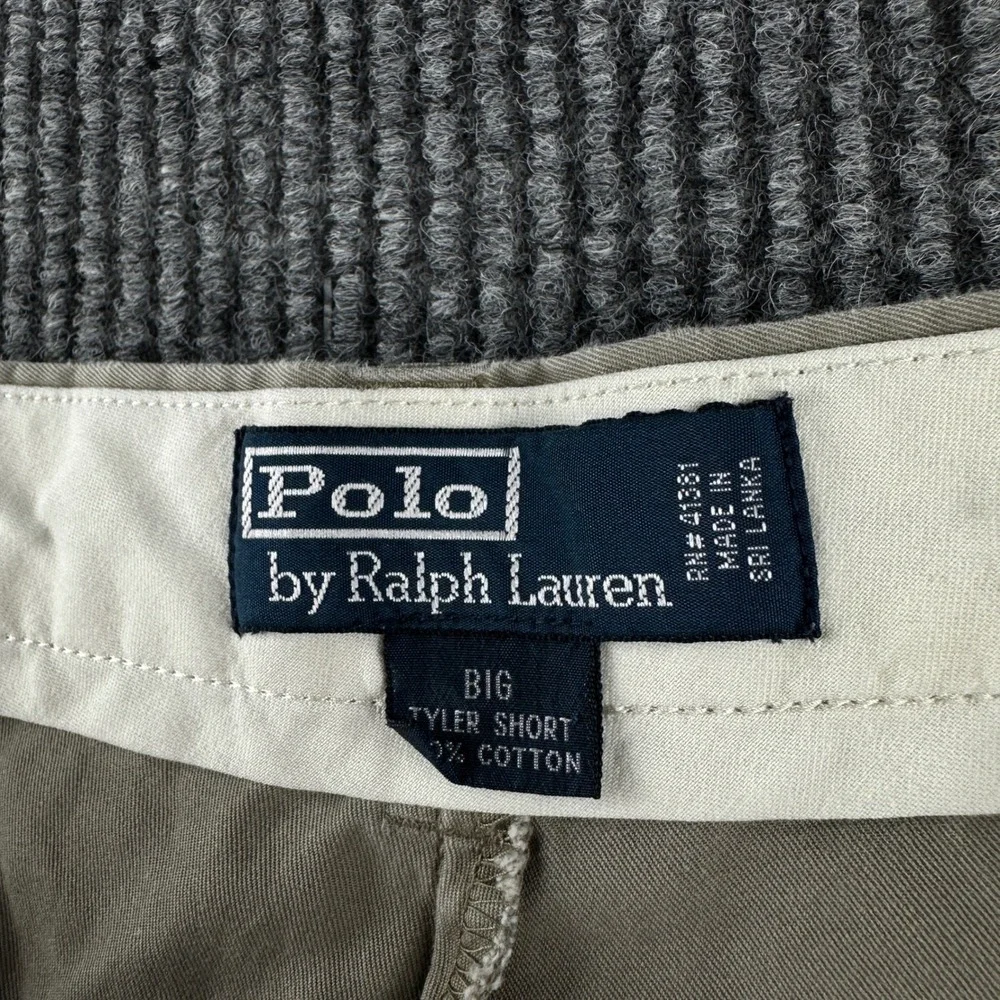 Polo Ralph Lauren Big Tyler Shorts Mens 44 Khaki Tan Pleated Cotton Chino 2987